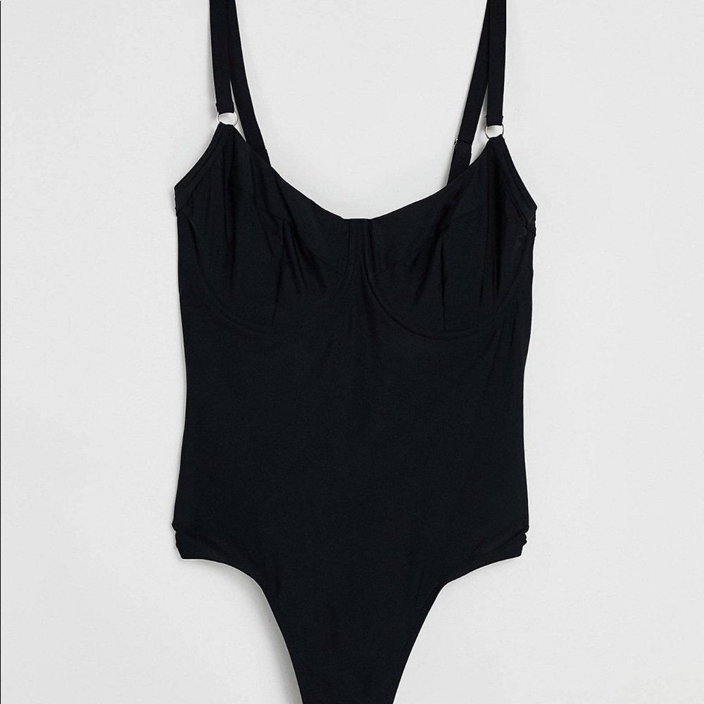 ASOS Curve underwire black swimsuit
